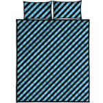Blue And Black Stripes Pattern Print Quilt Bed Set