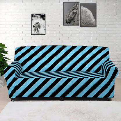 Blue And Black Stripes Pattern Print Sofa Cover