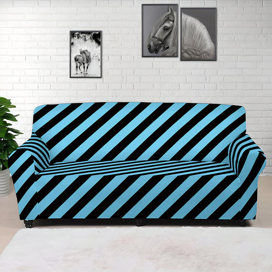 Blue And Black Stripes Pattern Print Sofa Cover