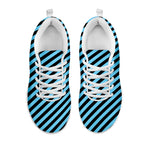 Blue And Black Stripes Pattern Print White Sneakers