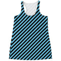 Blue And Black Stripes Pattern Print Women's Racerback Tank Top