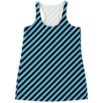 Blue And Black Stripes Pattern Print Women's Racerback Tank Top