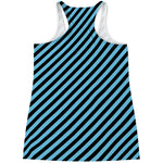 Blue And Black Stripes Pattern Print Women's Racerback Tank Top