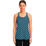Blue And Black Stripes Pattern Print Women's Racerback Tank Top