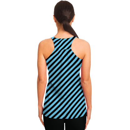 Blue And Black Stripes Pattern Print Women's Racerback Tank Top