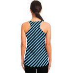 Blue And Black Stripes Pattern Print Women's Racerback Tank Top