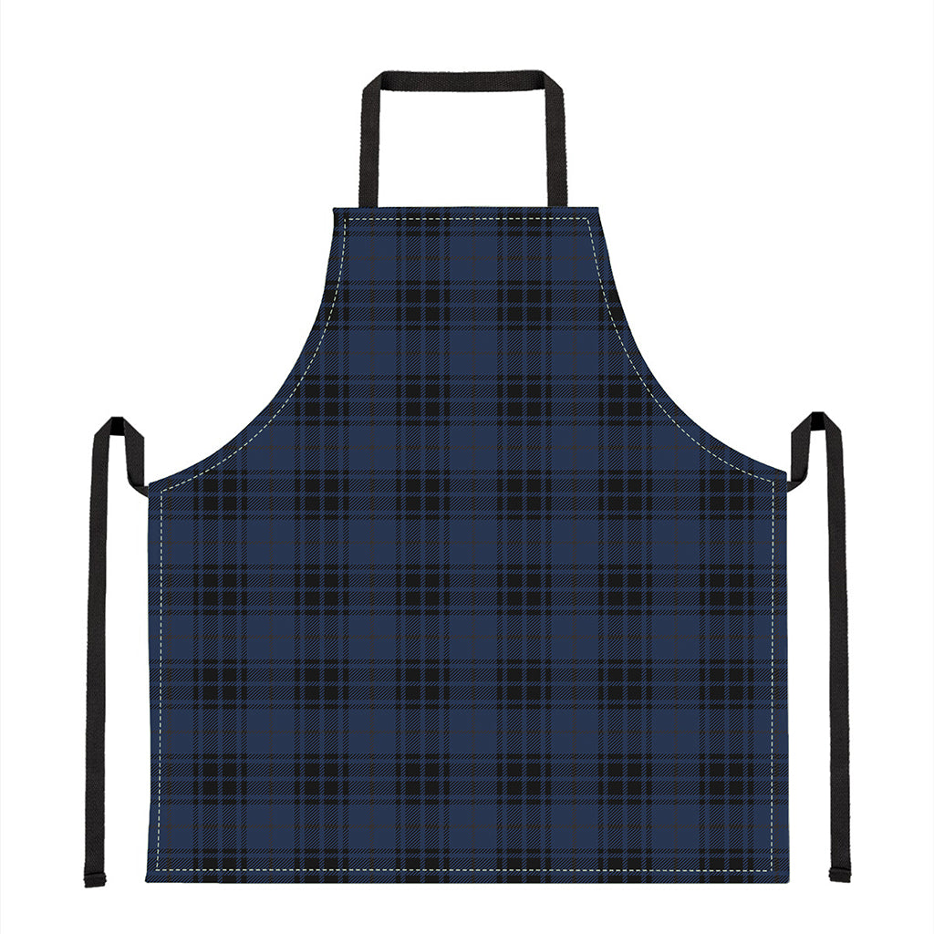 Blue And Black Tartan Pattern Print Apron