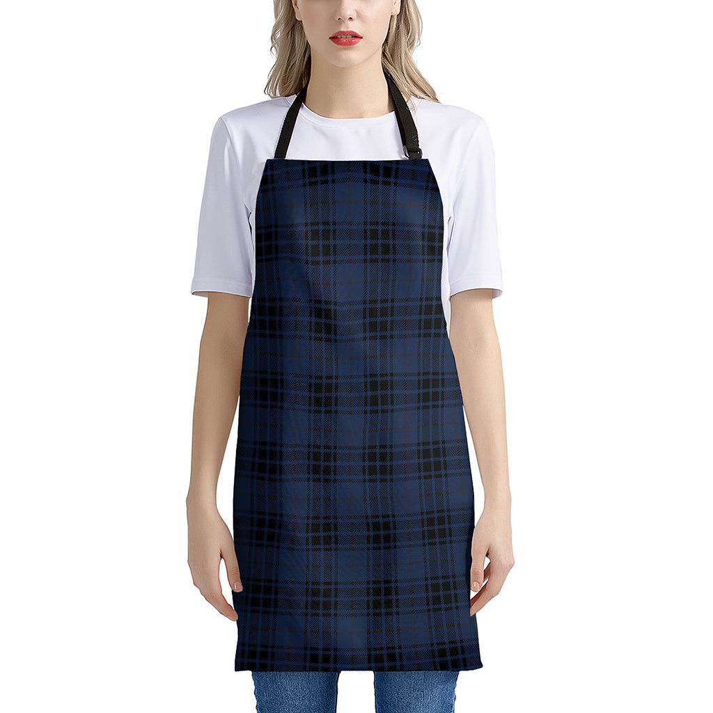 Blue And Black Tartan Pattern Print Apron