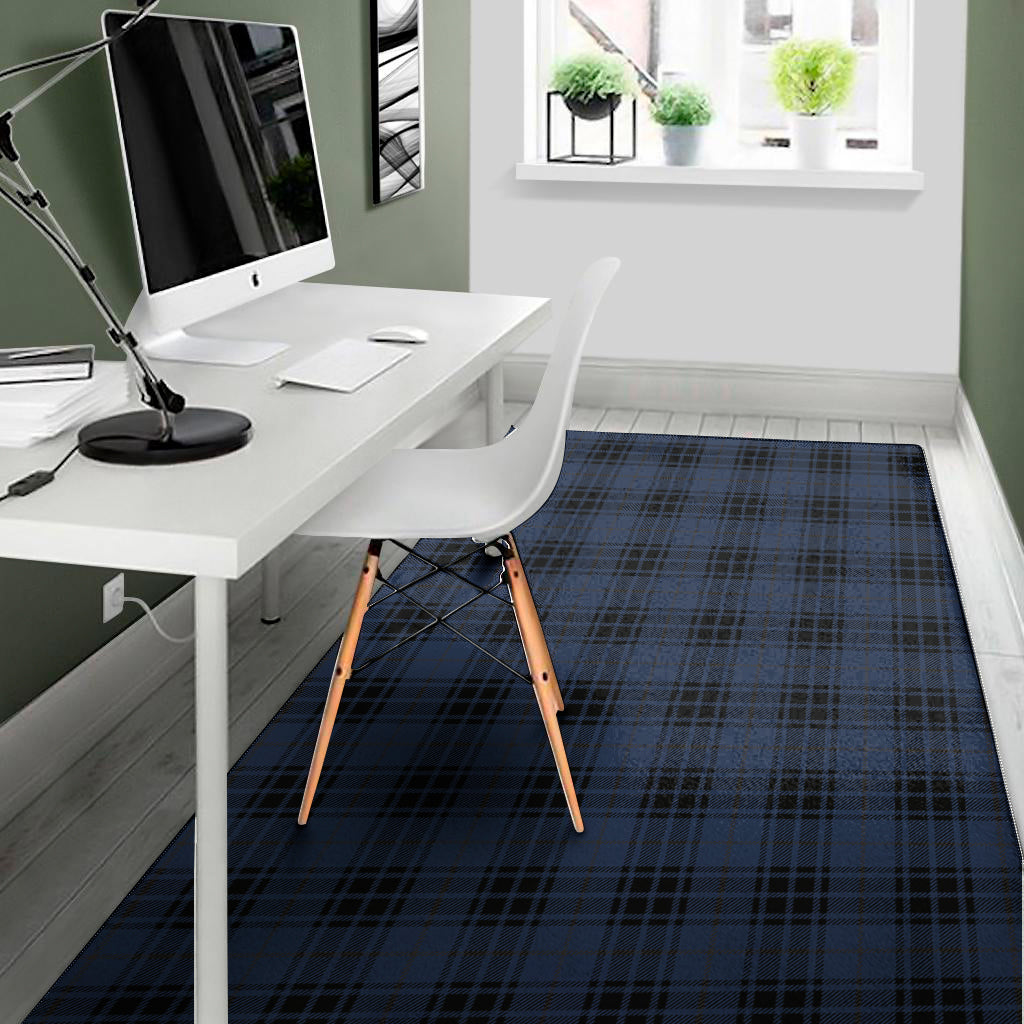 Blue And Black Tartan Pattern Print Area Rug