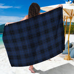 Blue And Black Tartan Pattern Print Beach Sarong Wrap