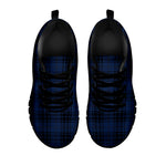 Blue And Black Tartan Pattern Print Black Sneakers