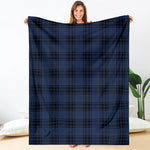 Blue And Black Tartan Pattern Print Blanket