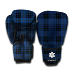 Blue And Black Tartan Pattern Print Boxing Gloves