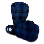 Blue And Black Tartan Pattern Print Boxing Gloves