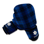 Blue And Black Tartan Pattern Print Boxing Gloves