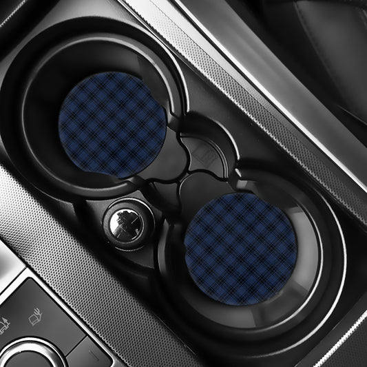 Blue And Black Tartan Pattern Print Car Coasters