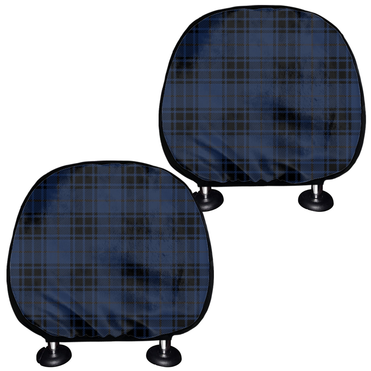 Blue And Black Tartan Pattern Print Car Headrest Covers