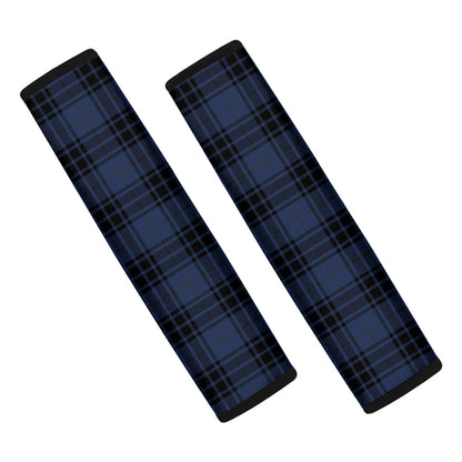 Blue And Black Tartan Pattern Print Car Seat Belt Covers
