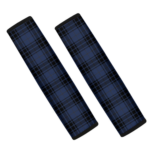 Blue And Black Tartan Pattern Print Car Seat Belt Covers