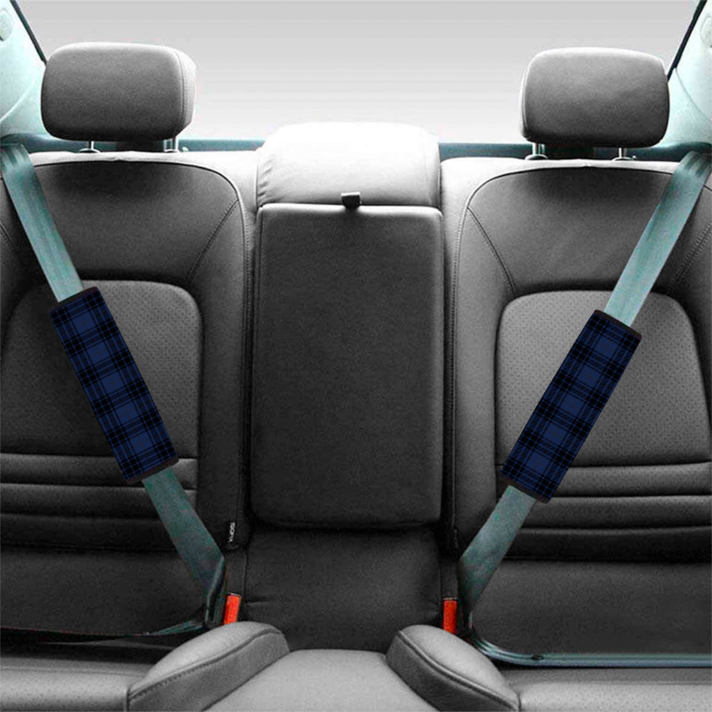 Blue And Black Tartan Pattern Print Car Seat Belt Covers