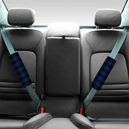Blue And Black Tartan Pattern Print Car Seat Belt Covers