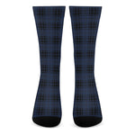 Blue And Black Tartan Pattern Print Crew Socks