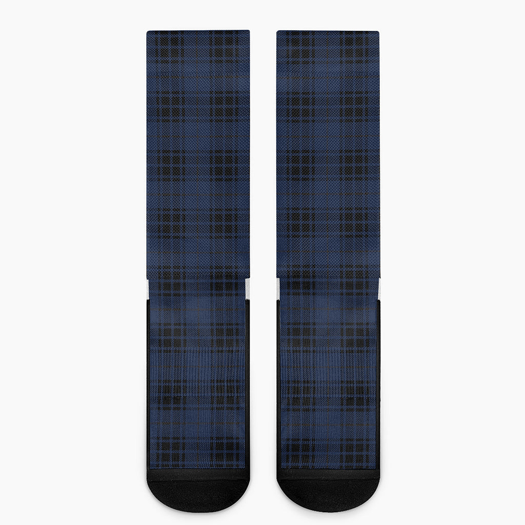 Blue And Black Tartan Pattern Print Crew Socks