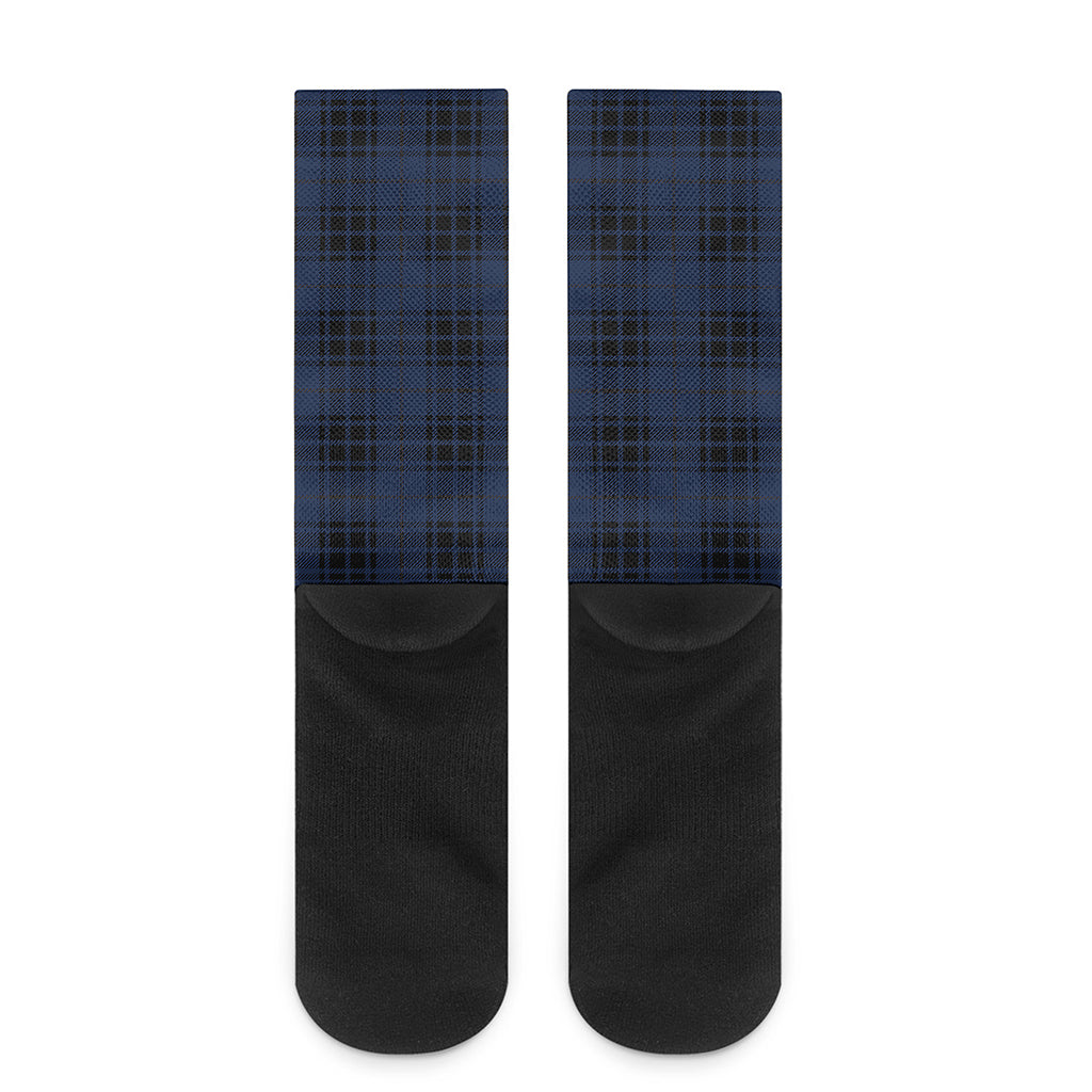 Blue And Black Tartan Pattern Print Crew Socks