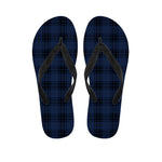 Blue And Black Tartan Pattern Print Flip Flops