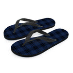 Blue And Black Tartan Pattern Print Flip Flops