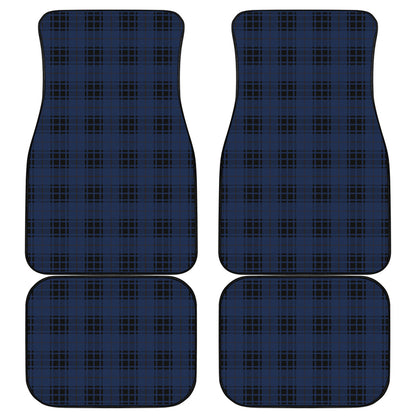 Blue And Black Tartan Pattern Print Front and Back Car Floor Mats