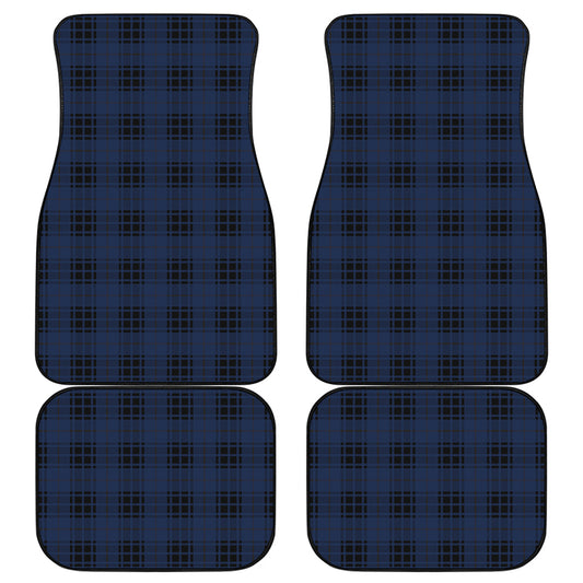 Blue And Black Tartan Pattern Print Front and Back Car Floor Mats