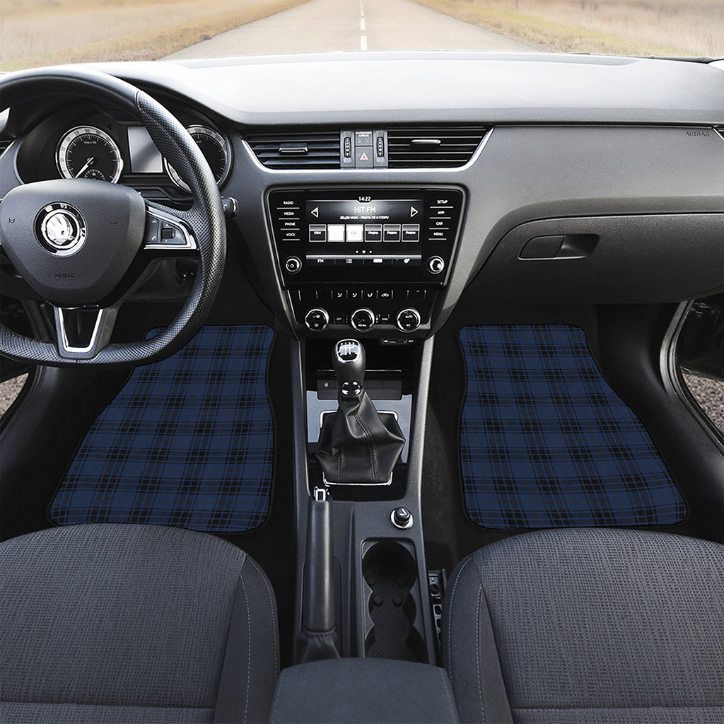 Blue And Black Tartan Pattern Print Front and Back Car Floor Mats