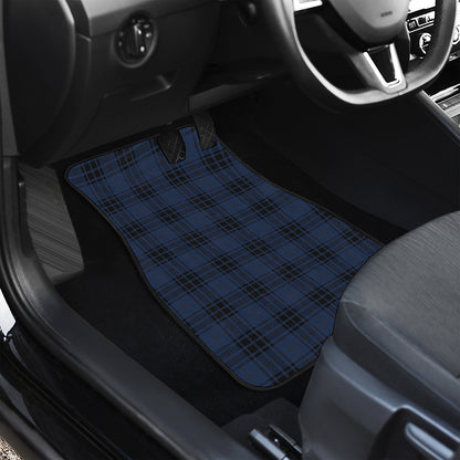 Blue And Black Tartan Pattern Print Front and Back Car Floor Mats