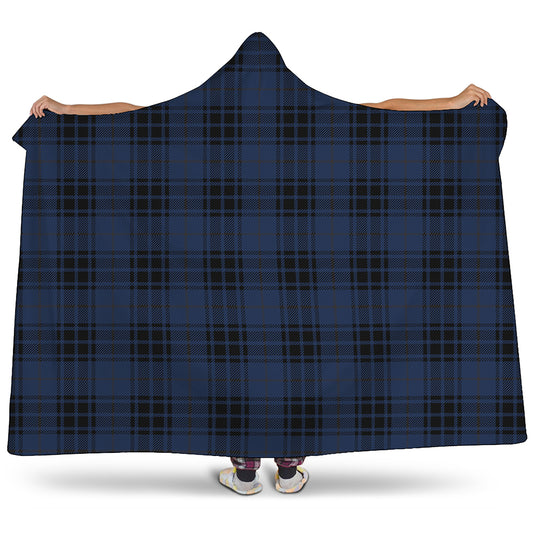 Blue And Black Tartan Pattern Print Hooded Blanket