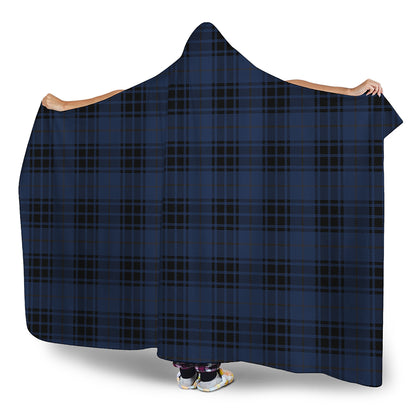 Blue And Black Tartan Pattern Print Hooded Blanket