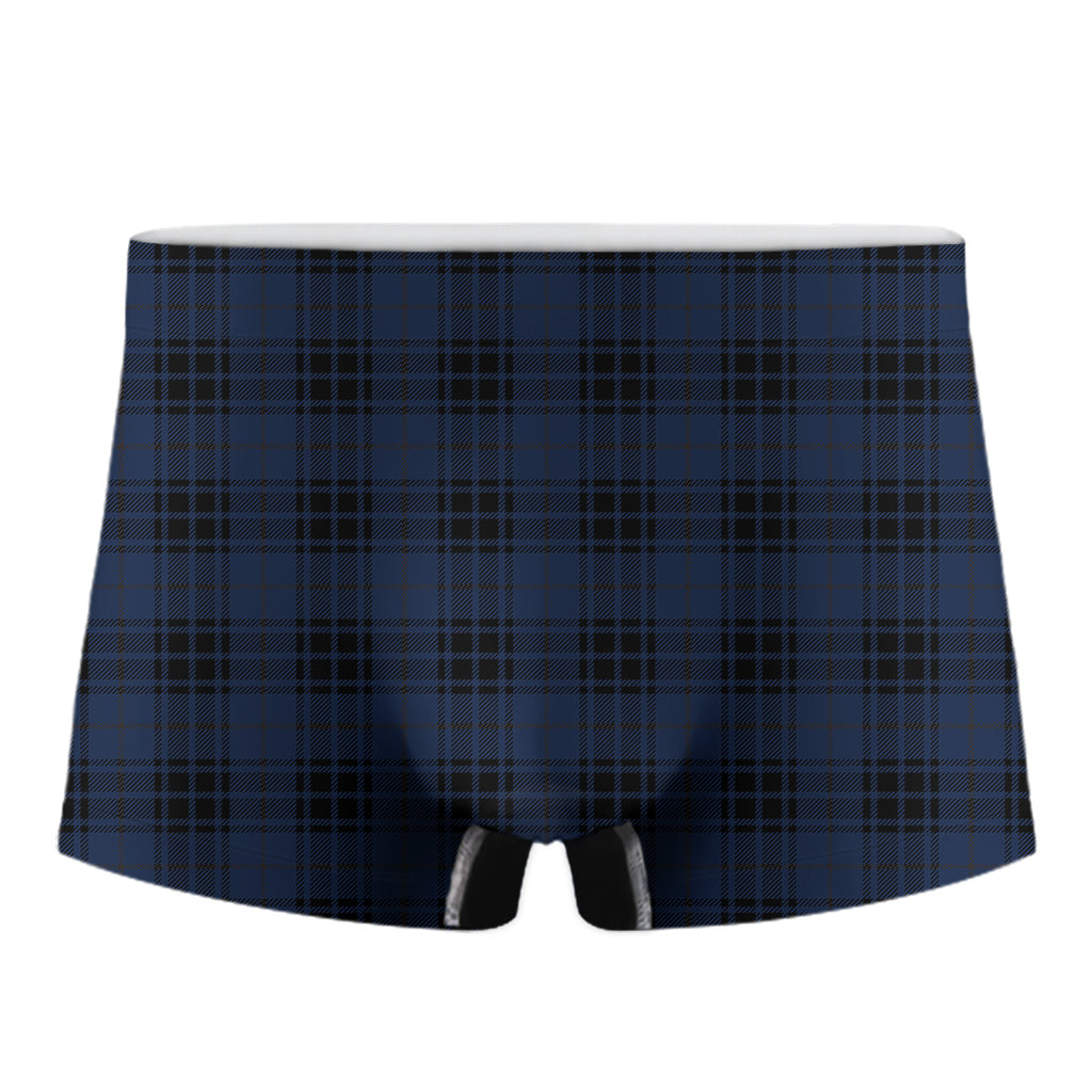Blue And Black Tartan Pattern Print Men's Boxer Briefs
