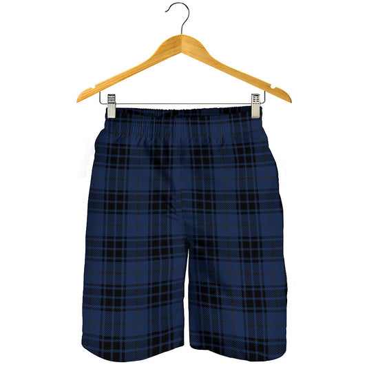 Blue And Black Tartan Pattern Print Men's Shorts