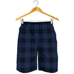 Blue And Black Tartan Pattern Print Men's Shorts