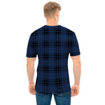Blue And Black Tartan Pattern Print Men's T-Shirt