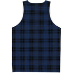 Blue And Black Tartan Pattern Print Men's Tank Top