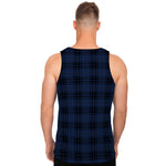 Blue And Black Tartan Pattern Print Men's Tank Top