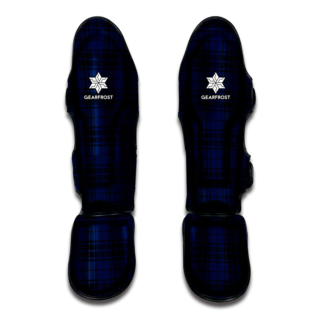 Blue And Black Tartan Pattern Print Muay Thai Shin Guard