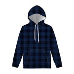 Blue And Black Tartan Pattern Print Pullover Hoodie