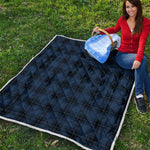 Blue And Black Tartan Pattern Print Quilt