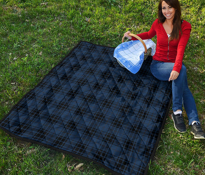 Blue And Black Tartan Pattern Print Quilt