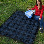 Blue And Black Tartan Pattern Print Quilt