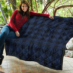 Blue And Black Tartan Pattern Print Quilt