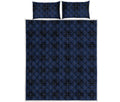 Blue And Black Tartan Pattern Print Quilt Bed Set