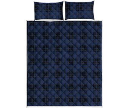 Blue And Black Tartan Pattern Print Quilt Bed Set